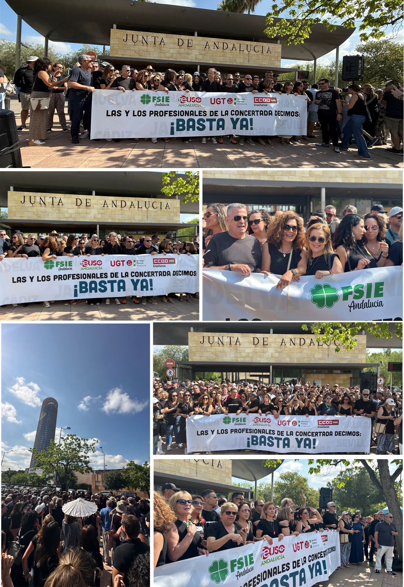 2025.06Jun.25 FSIE Andalucía y otros sindicatos se concentran frente a la Consejería de Educación para pedir mejoras en la enseñanza concertada panel