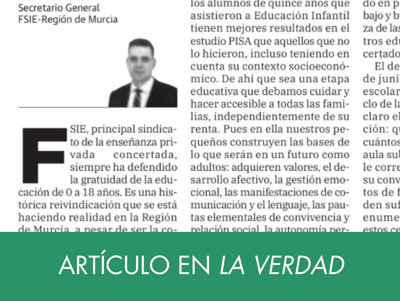 Federico Faus secretario general de FSIE Murcia en La Verdad